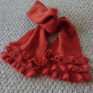 C.C orange color Ruffled angora Scarf